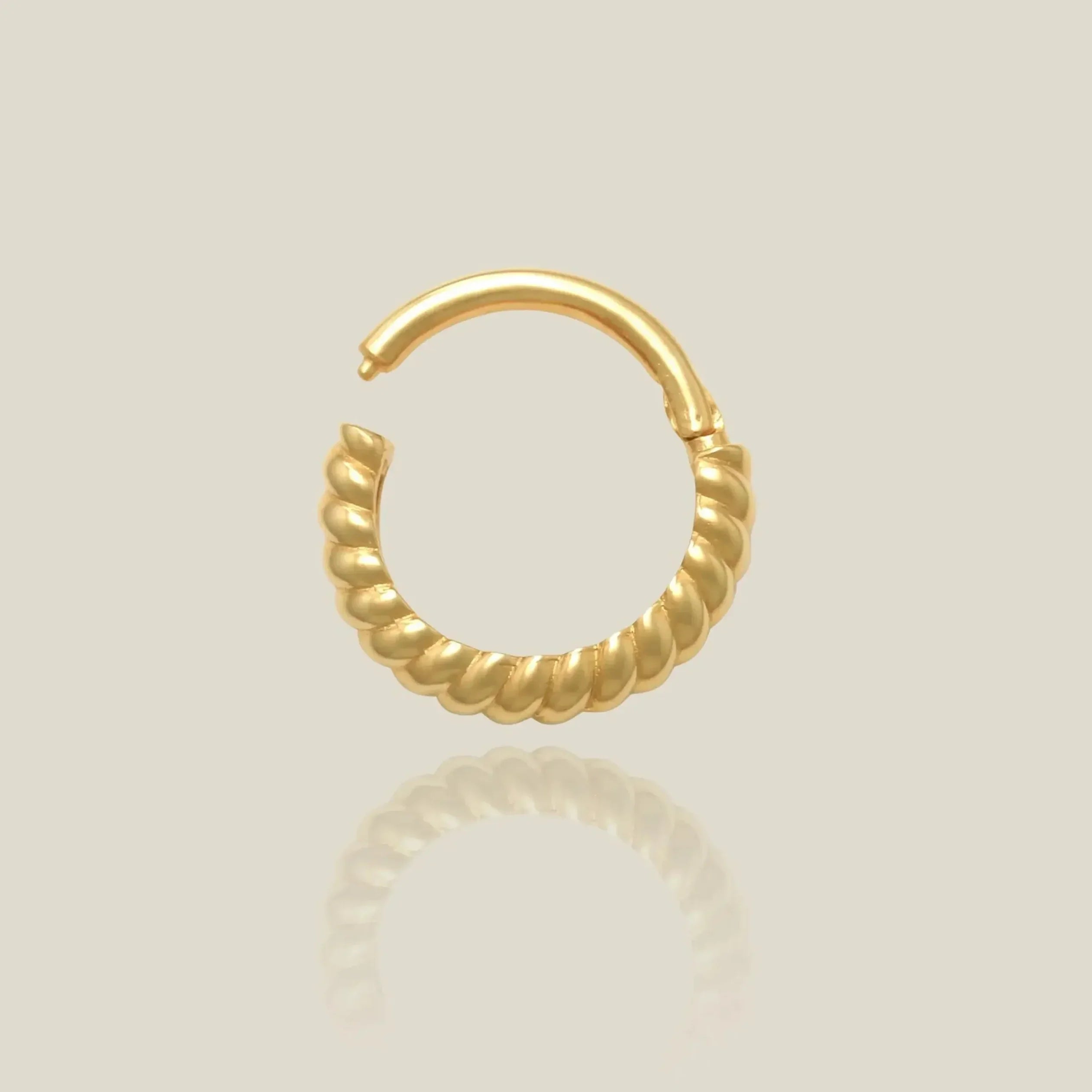 14K Solid Gold Bold Twisted Rope Clicker Hoop – Anygolds