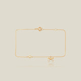 14K Solid Gold Bow & Round Stone Bracelet – Anygolds