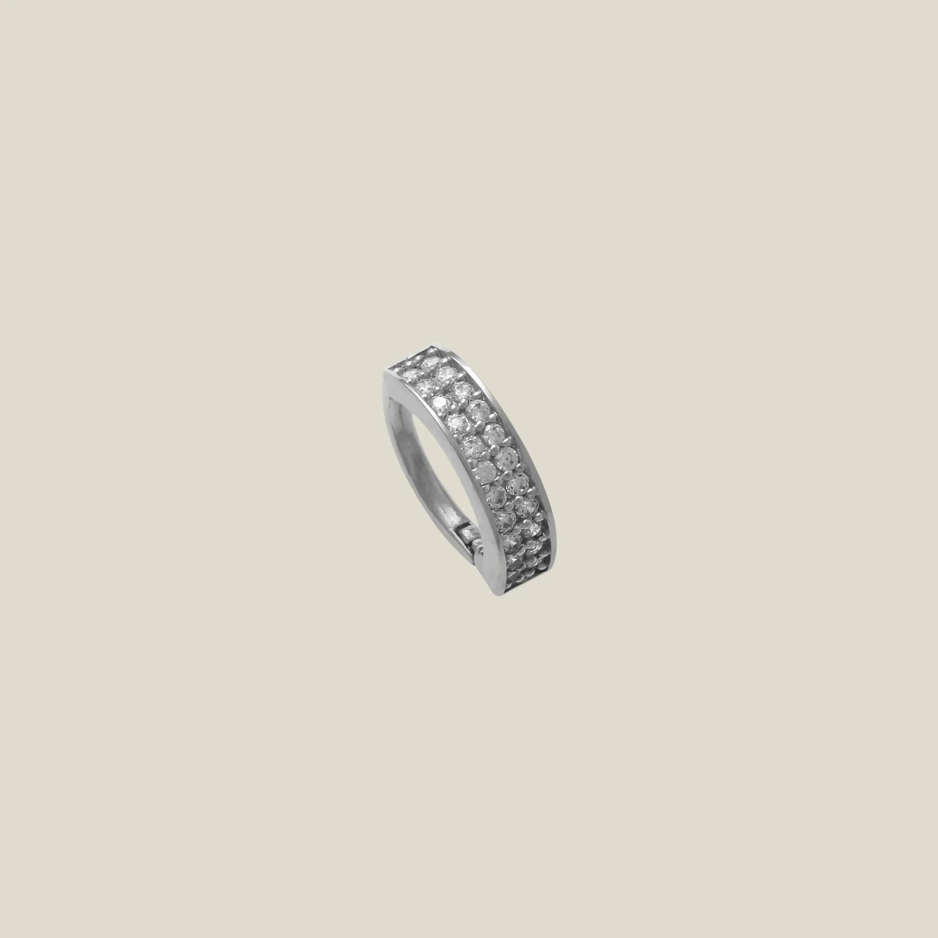 14K Solid Gold Double Pave Row Clicker Hoop – Anygolds