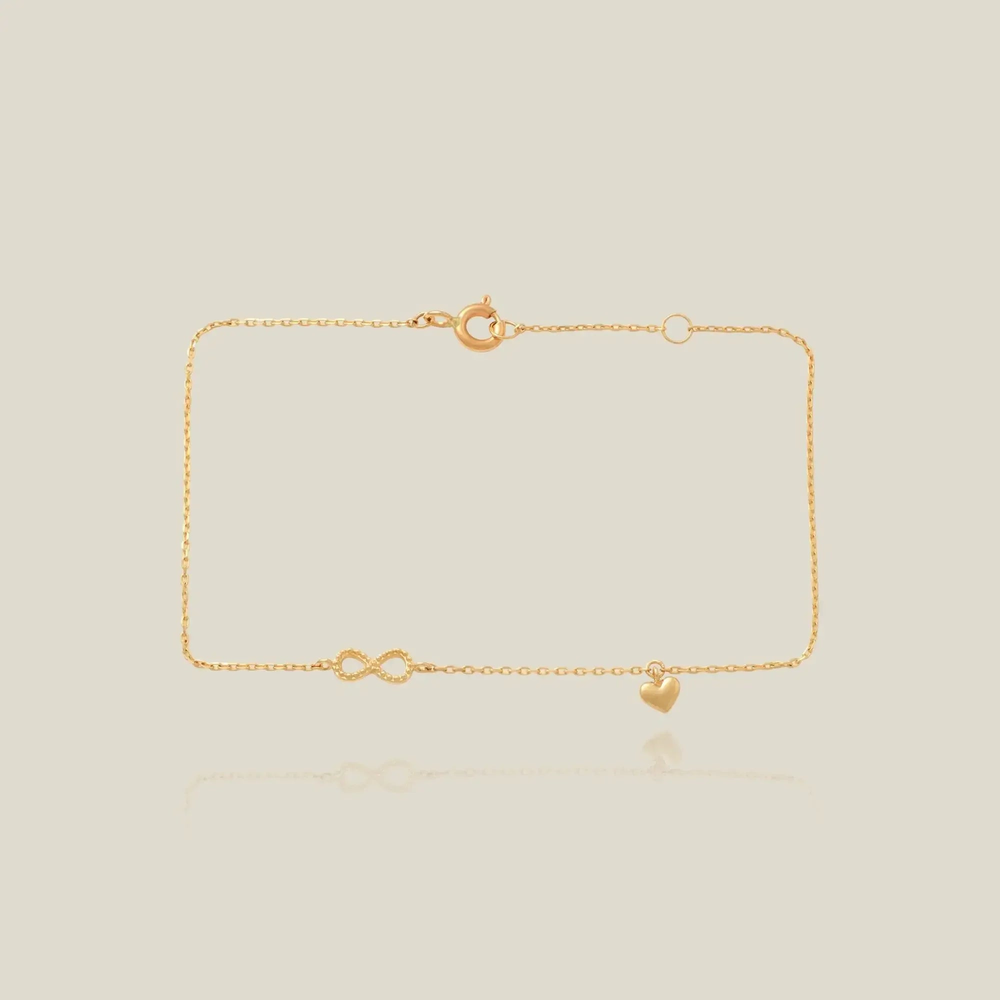 14K Solid Gold Infinity & Heart Bracelet – Anygolds
