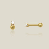 14K Solid Gold Diamond Round Stud – Anygolds