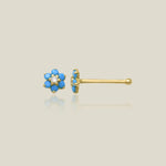14K Solid Gold Turquoise Flower Nose Bone Stud – Anygolds