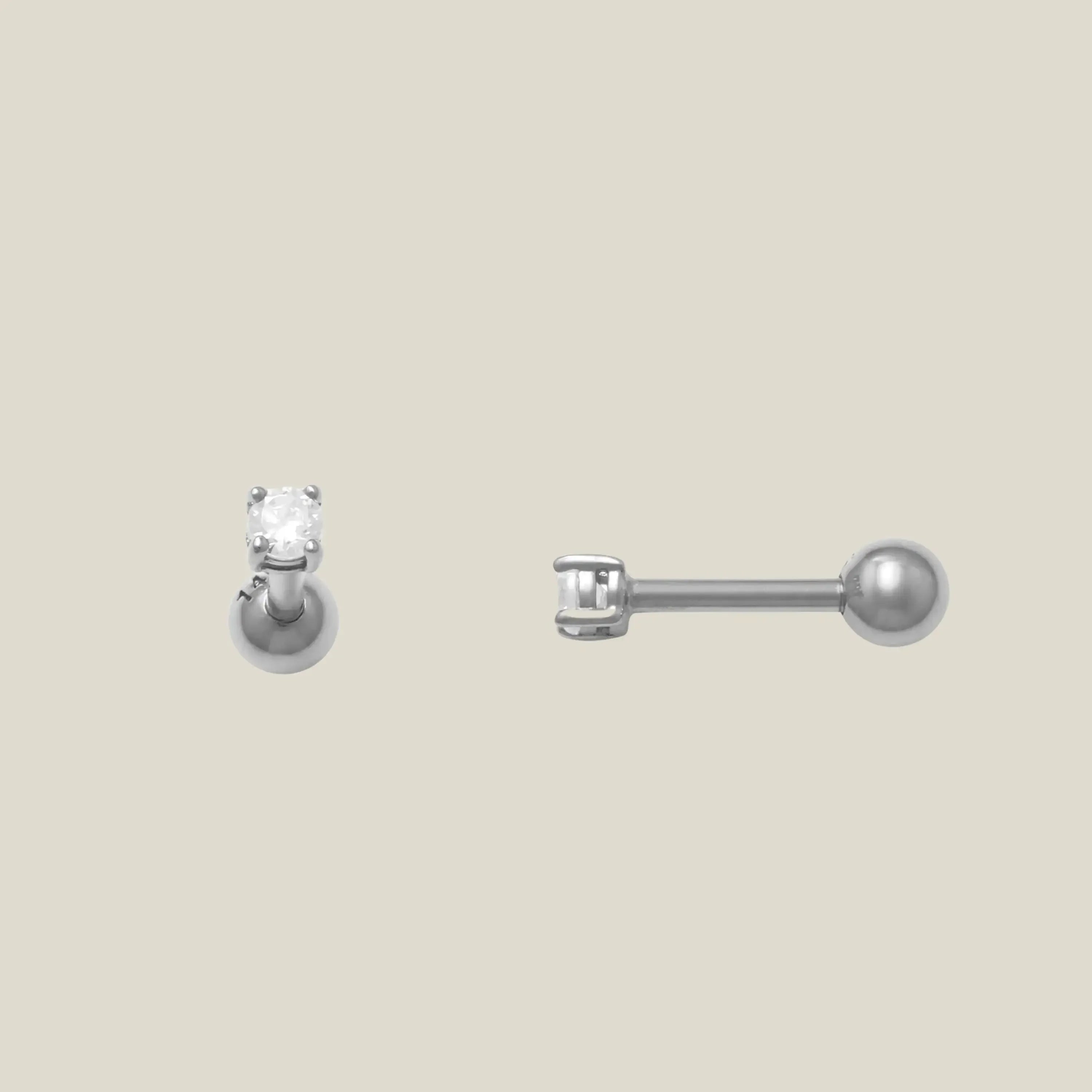 14K Solid Gold Diamond Round Stud – Anygolds