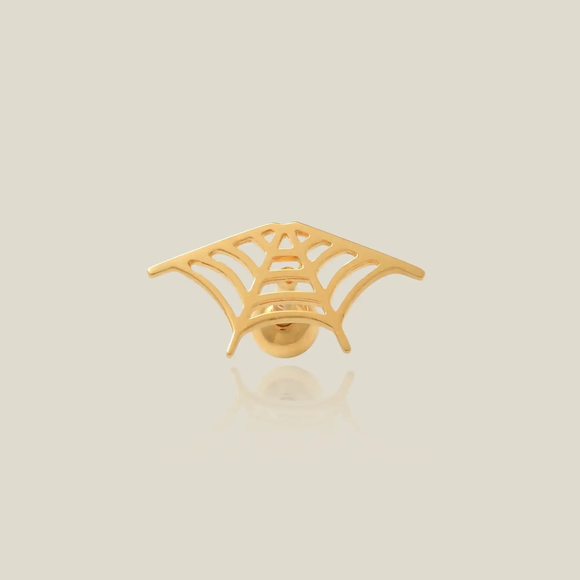 14K Solid Gold Spider Web Stud – Anygolds