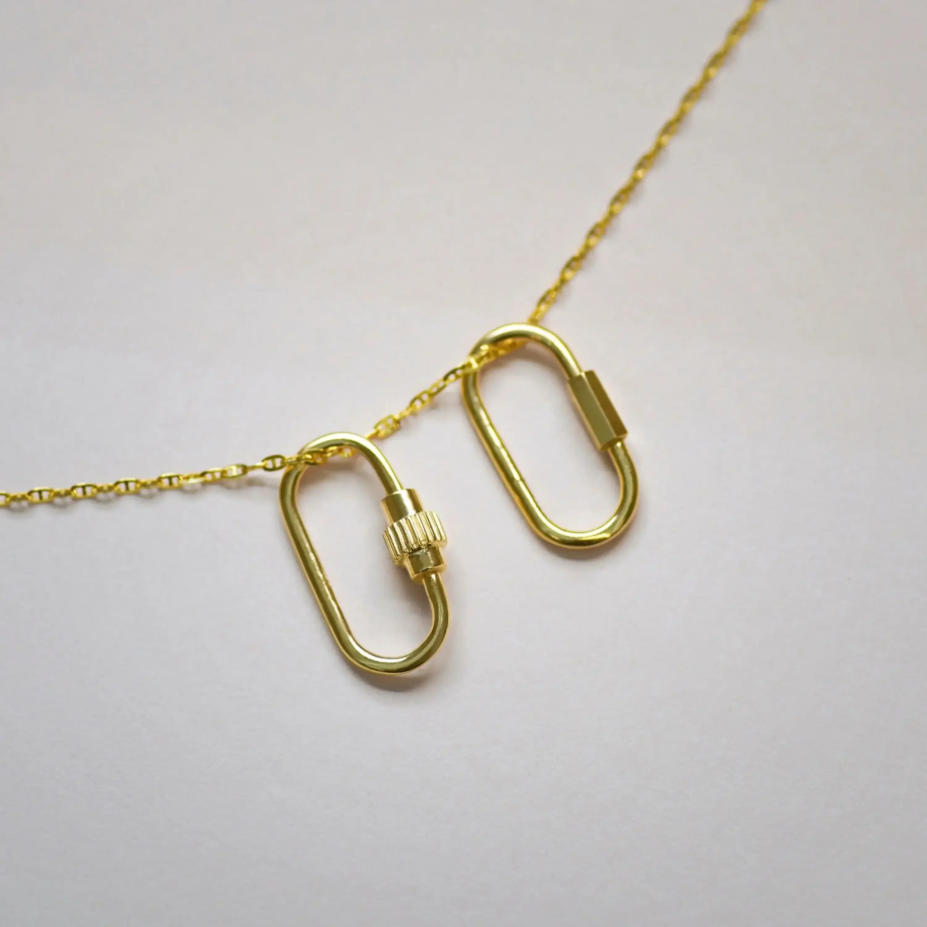 14K Solid Gold Barrel Oval Carabiner Screw Connector – Anygolds