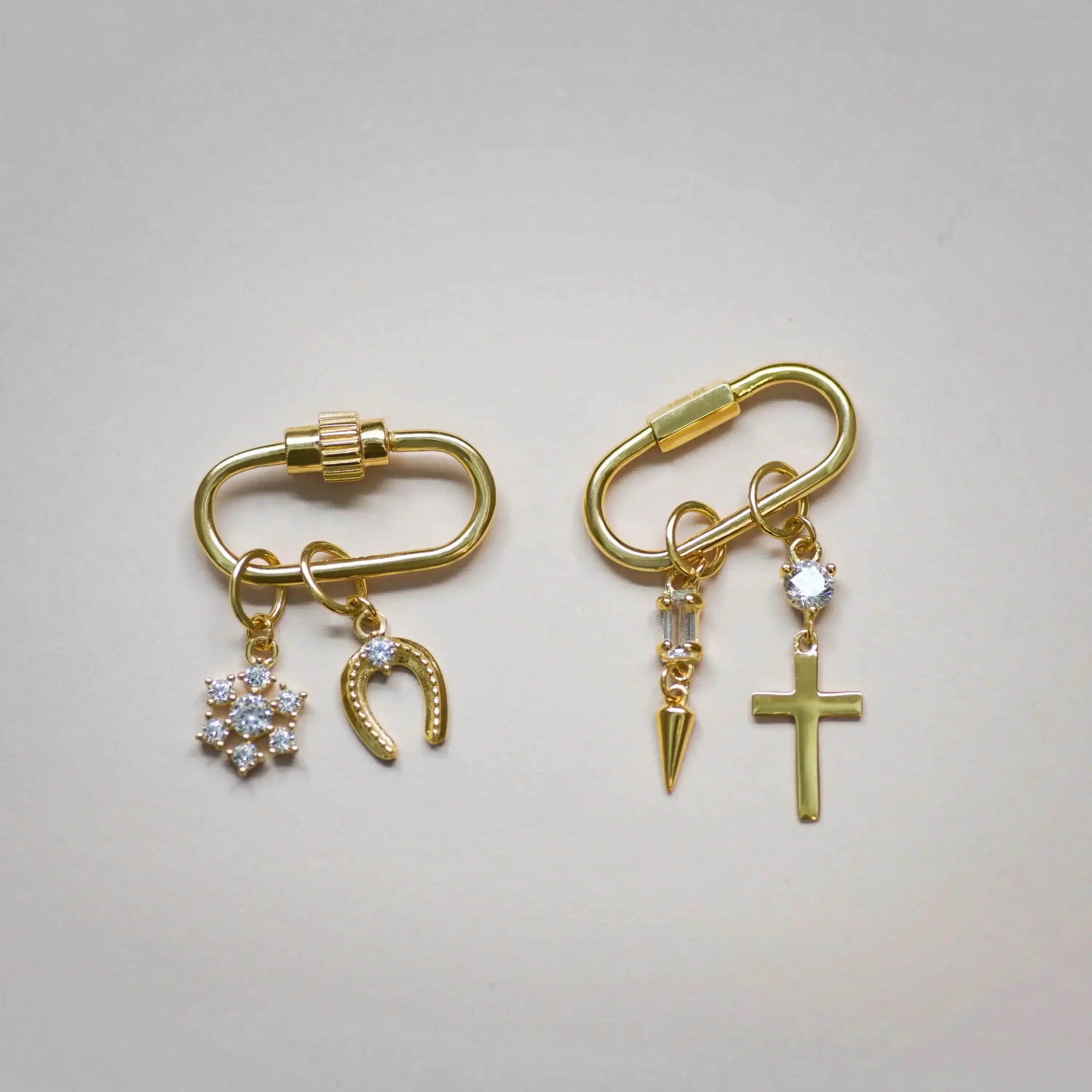 14K Solid Gold Barrel Oval Carabiner Screw Connector – Anygolds