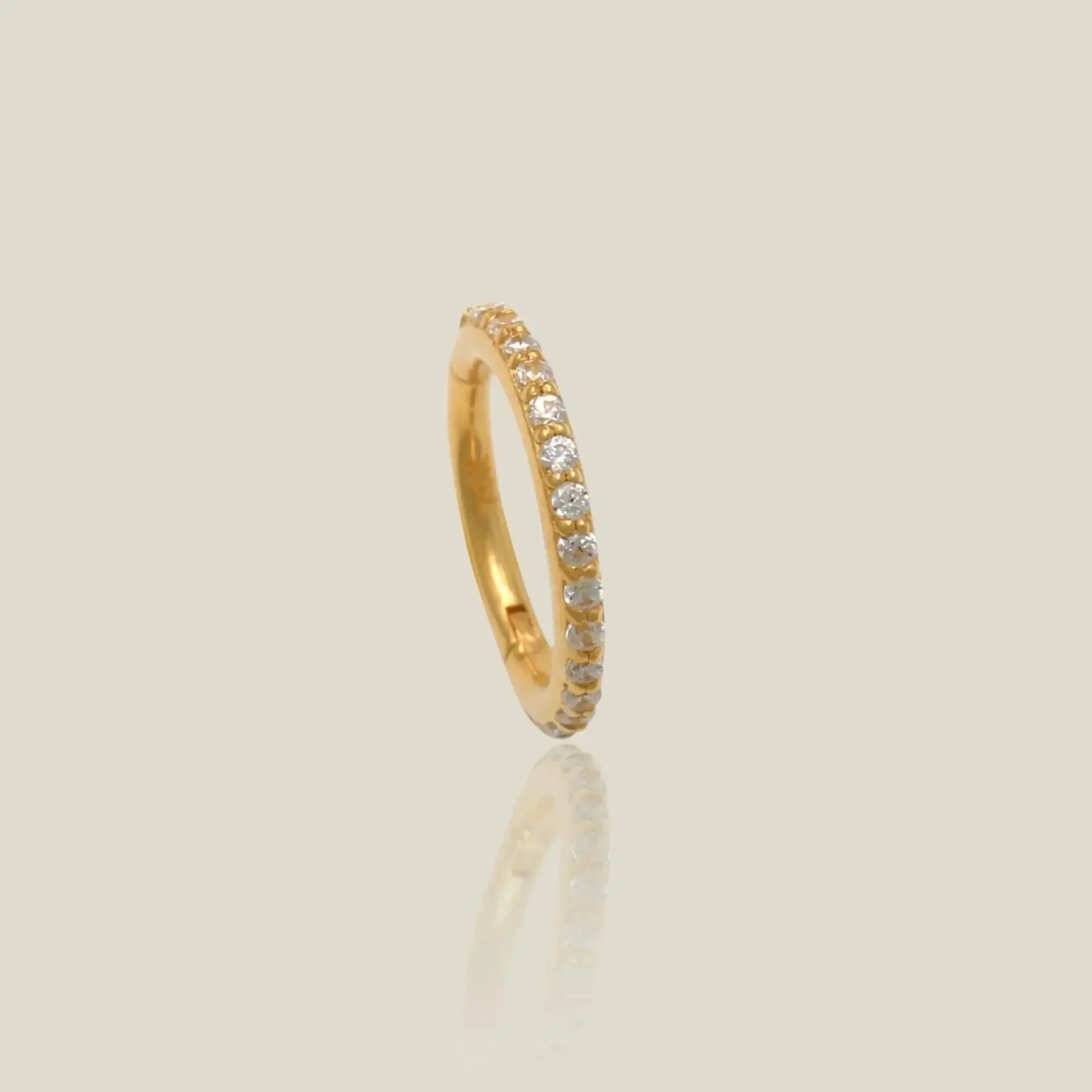 14K Solid Gold Eternal CZ Clicker Hoop – Anygolds