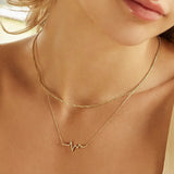 14K Solid Gold Diamond Heart Beat Necklace – Anygolds