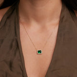 14K Solid Gold Color Stone Square Necklace – Anygolds
