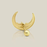 14K Solid Gold Crescent Moon Face Stud – Anygolds