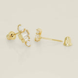 14K Solid Gold Bezel CZ Baguette Stud Earrings – Anygolds