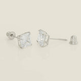 14K Solid Gold CZ Square Stud Earrings – Anygolds