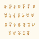 14K Solid Gold Diamond Initial Letter Stud – Anygolds