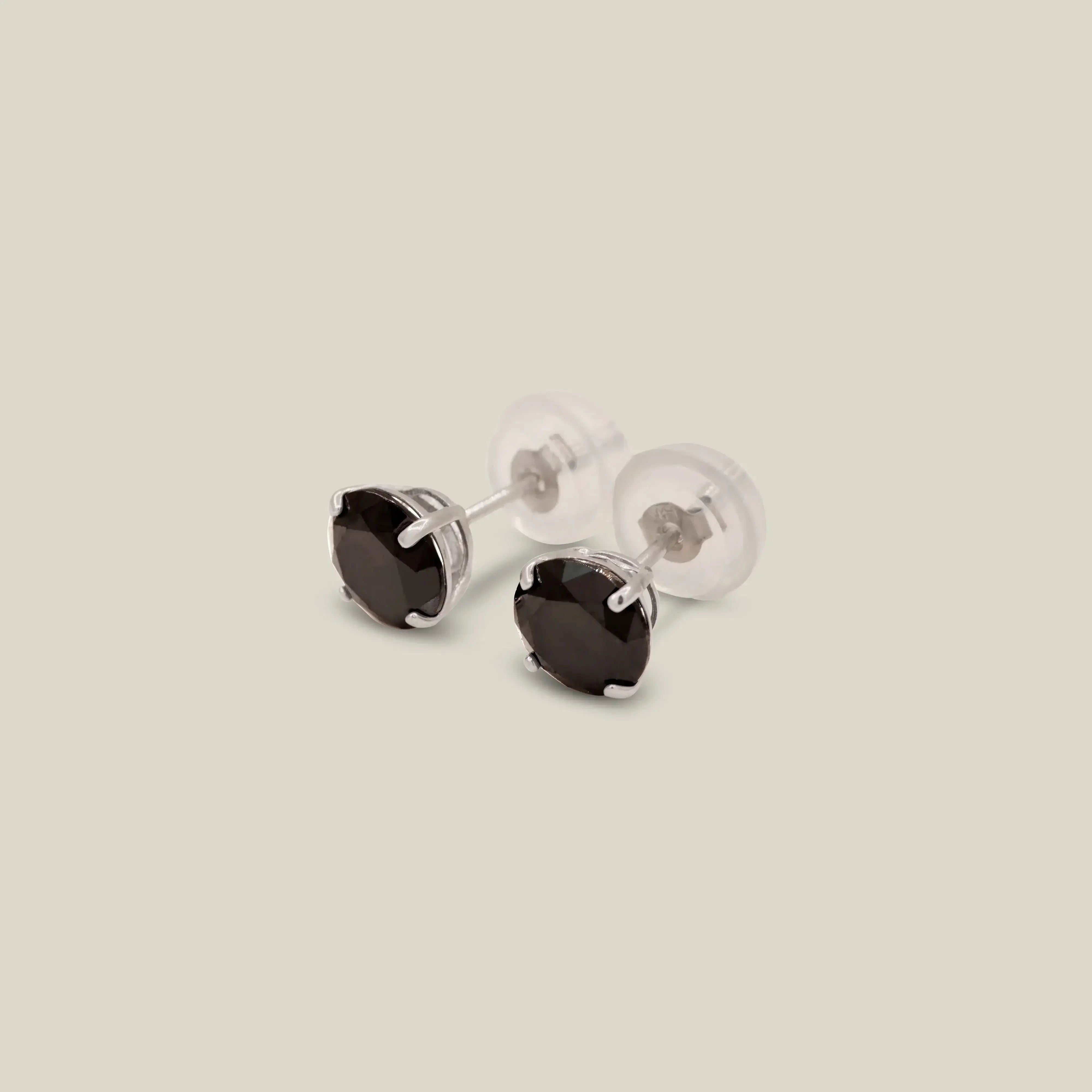 14K Solid Gold Black CZ Stud Earrings – Anygolds