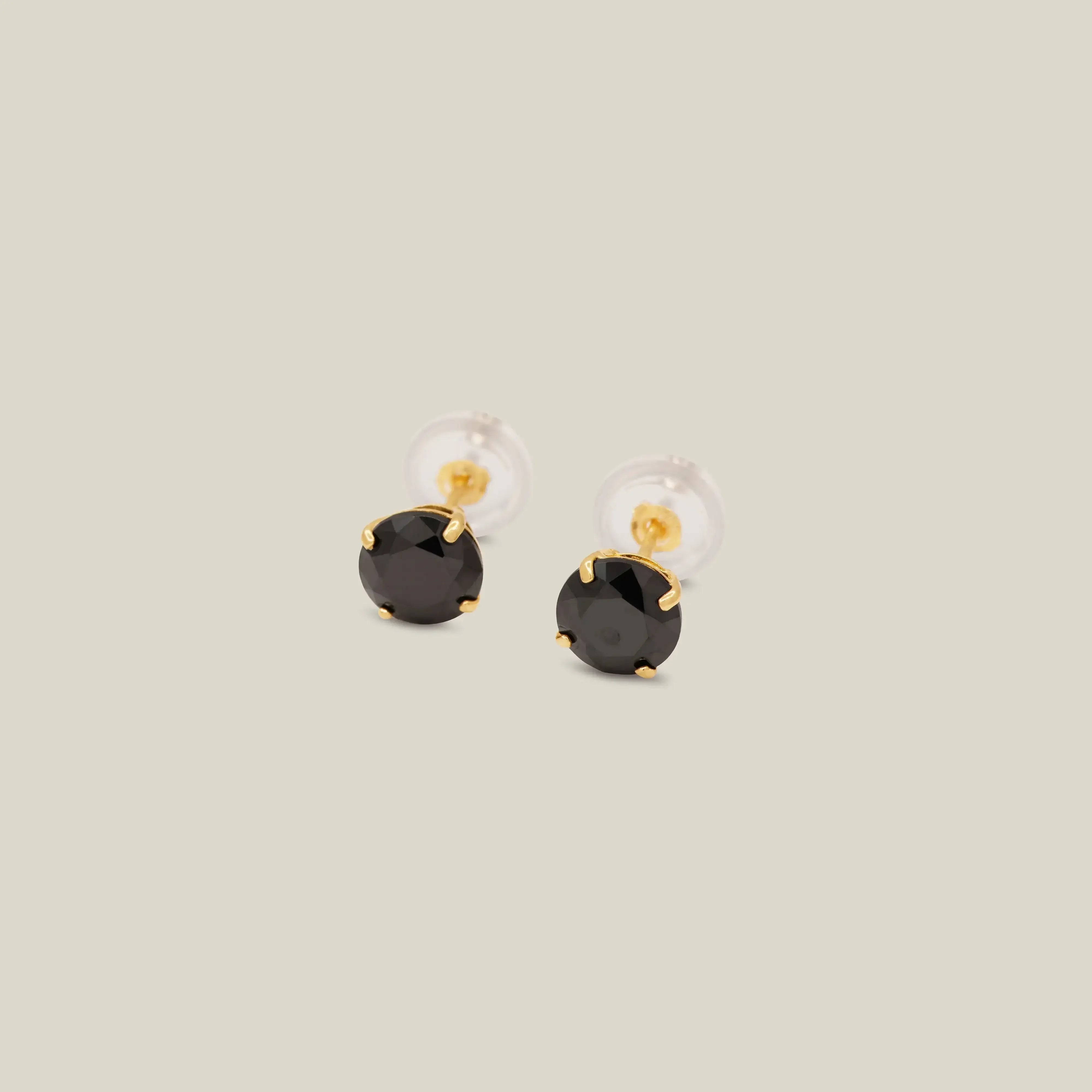 14K Solid Gold Black CZ Stud Earrings – Anygolds