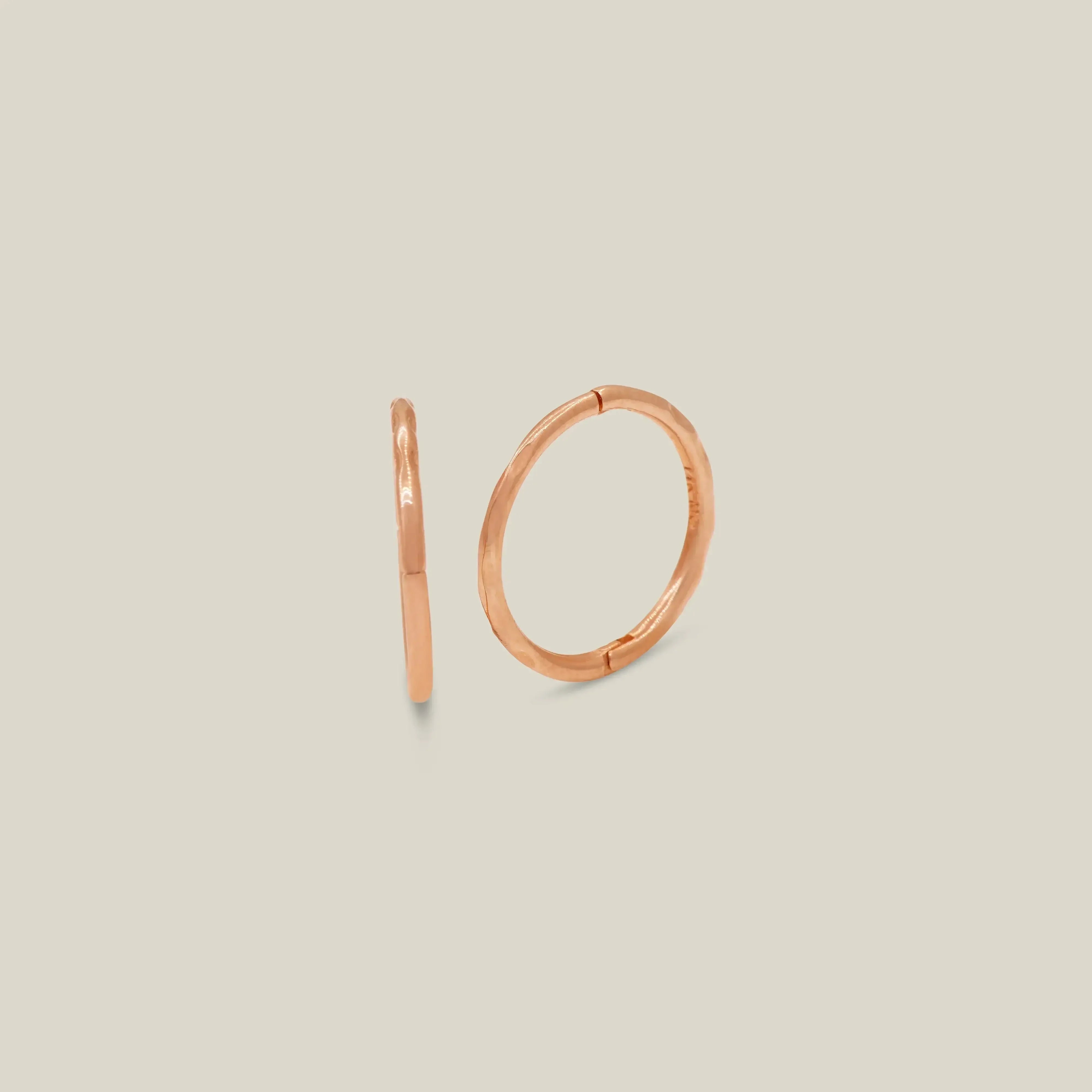 14K Solid Gold Hammered Texture Hoops – Anygolds