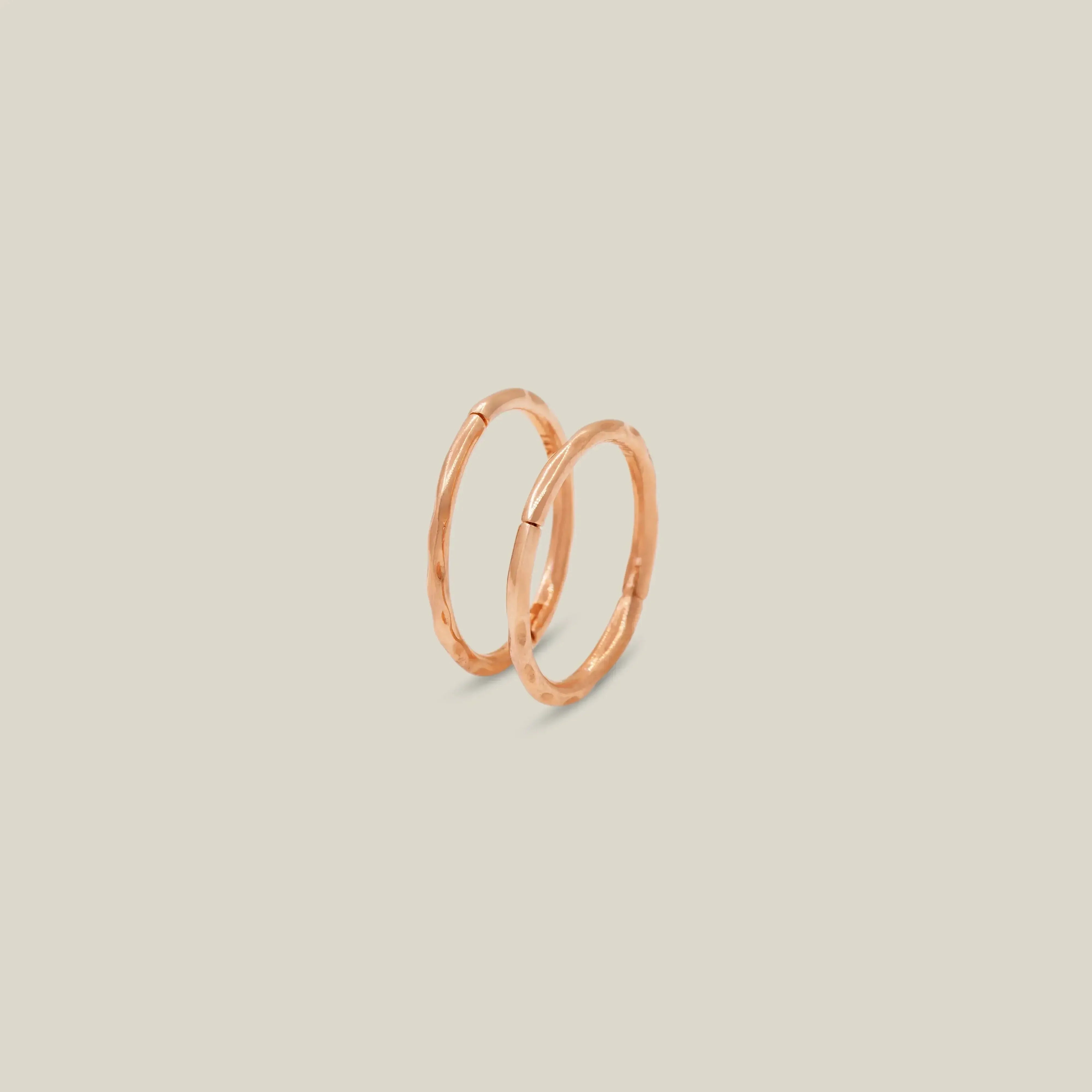 14K Solid Gold Hammered Texture Hoops – Anygolds
