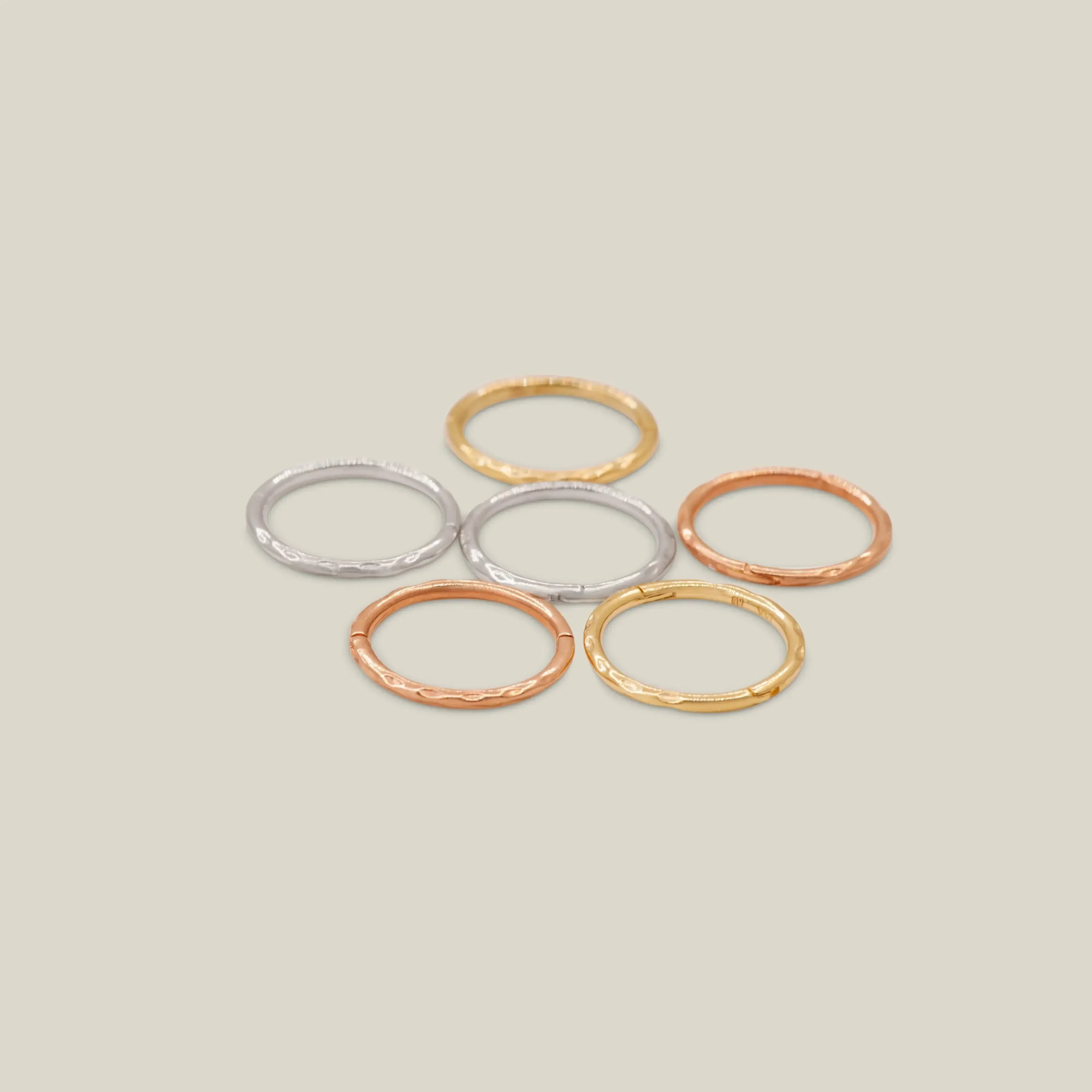 14K Solid Gold Hammered Texture Hoops – Anygolds