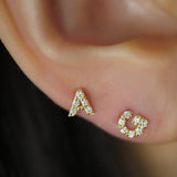 14K Solid Gold Diamond Initial Letter Stud – Anygolds