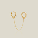 14K Solid Gold Handcuff Chain Double Hoop Earring – Anygolds