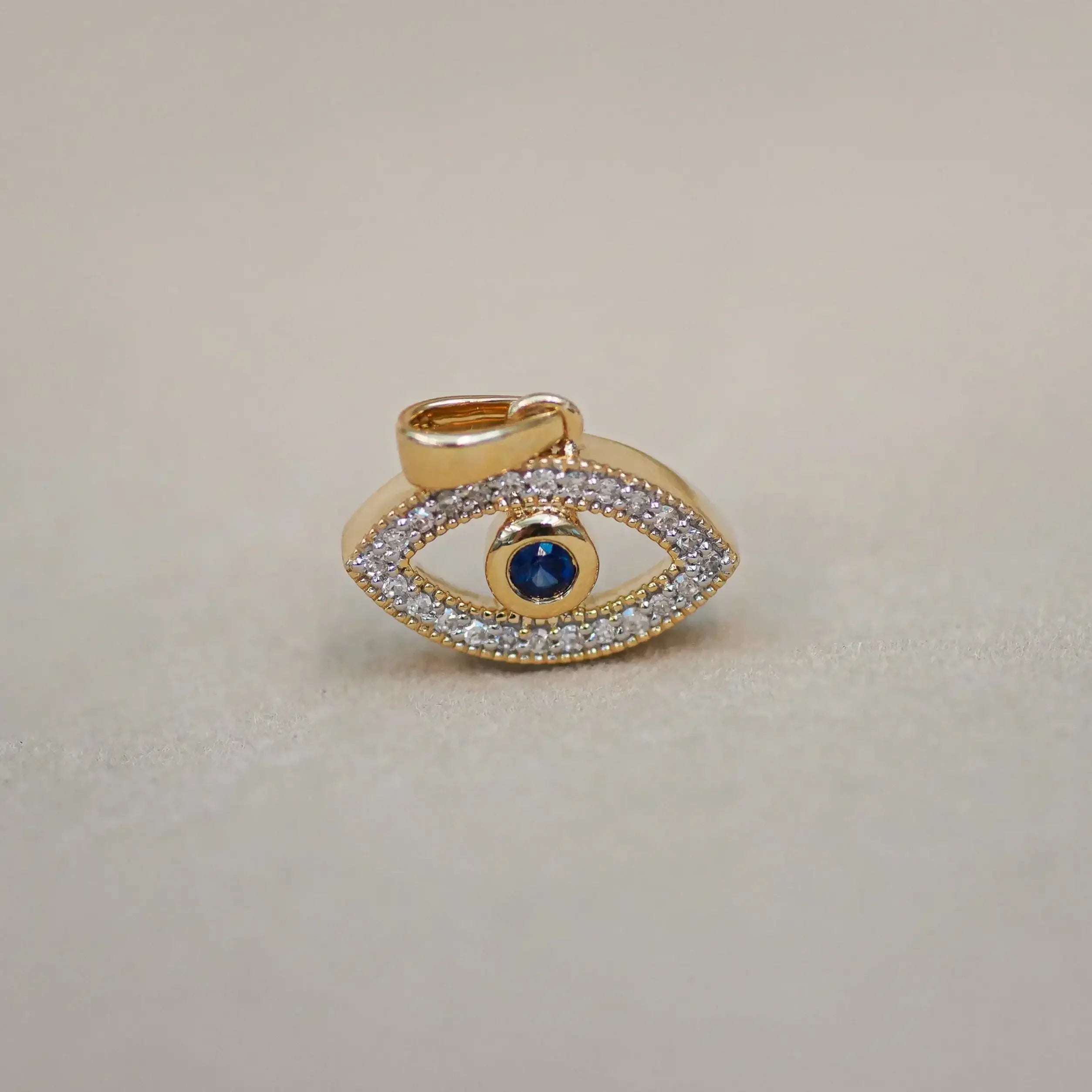 14K Solid Gold Diamond & Sapphire Evil Eye Pendant – Anygolds