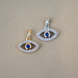 14K Solid Gold Diamond & Sapphire Evil Eye Pendant – Anygolds