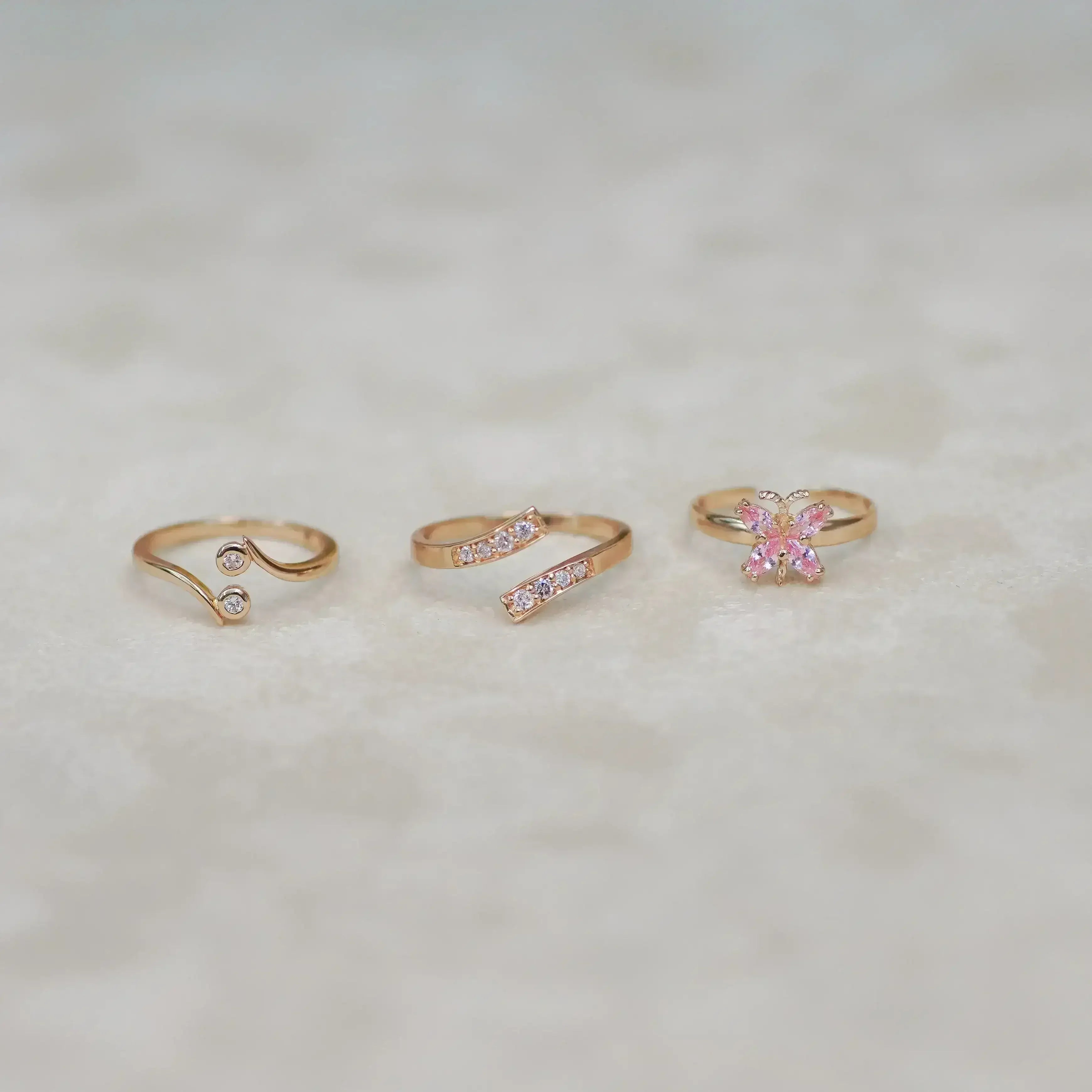14K Solid Gold Pink Butterfly Open Ring – Anygolds