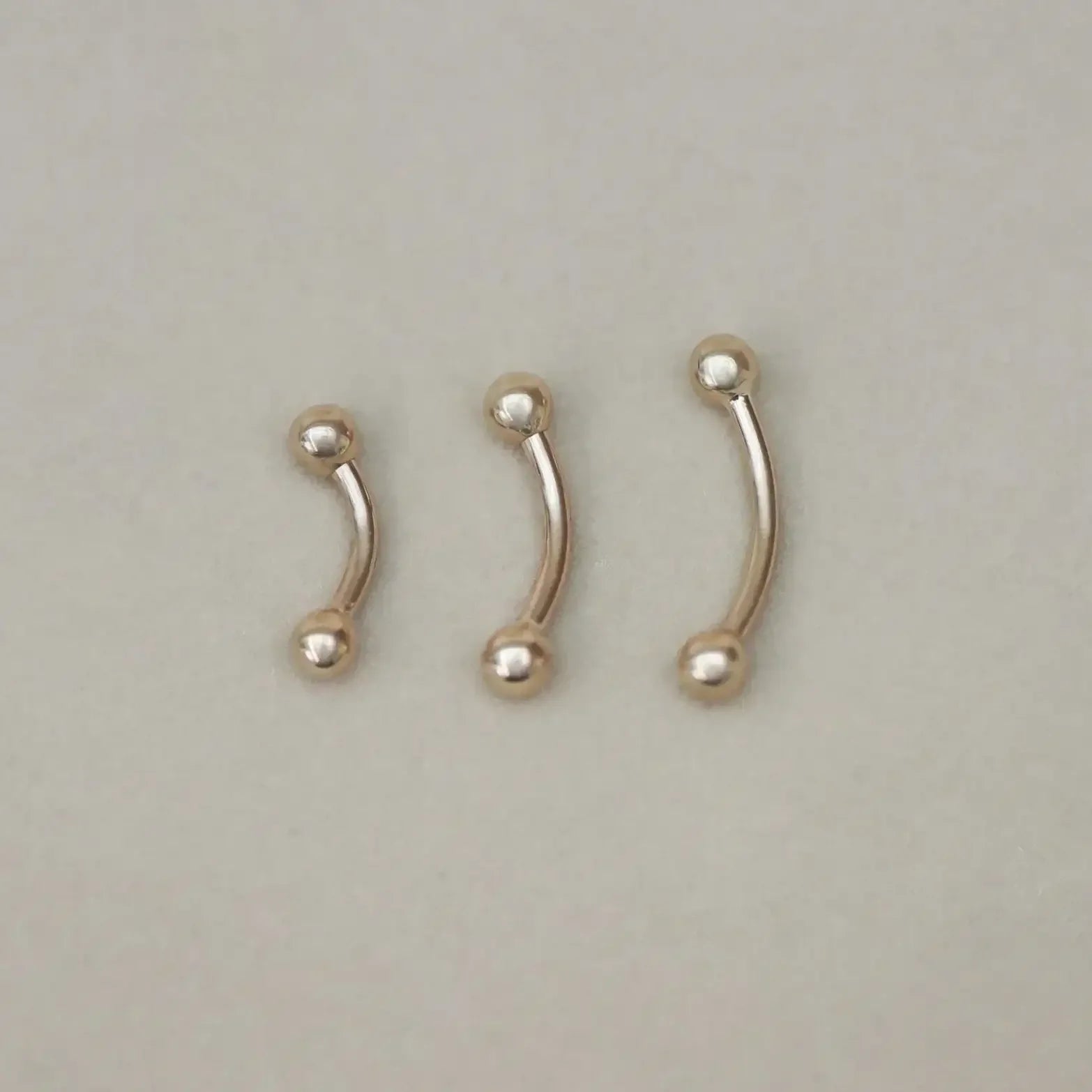 14K Solid Gold Plain Ball Curved Barbell – Anygolds