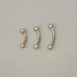 14K Solid Gold Plain Ball Curved Barbell – Anygolds