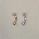 14K Solid Gold Plain Ball Curved Barbell – Anygolds