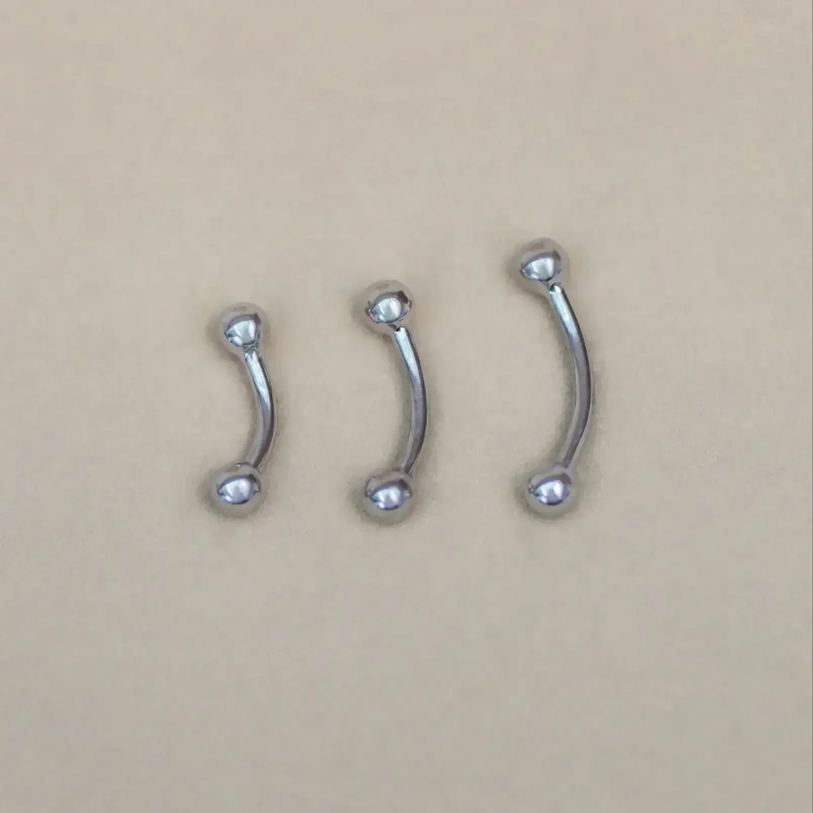 14K Solid Gold Plain Ball Curved Barbell – Anygolds