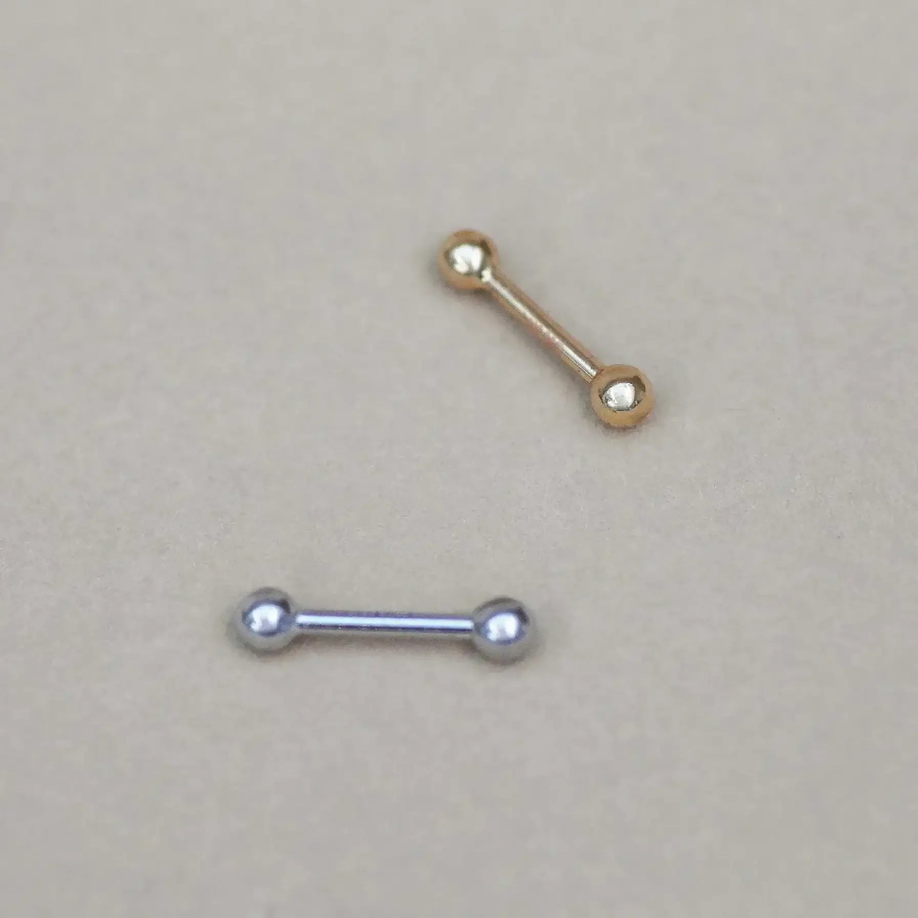 14K Solid Gold Plain Ball Straight Stud & Barbell – Anygolds