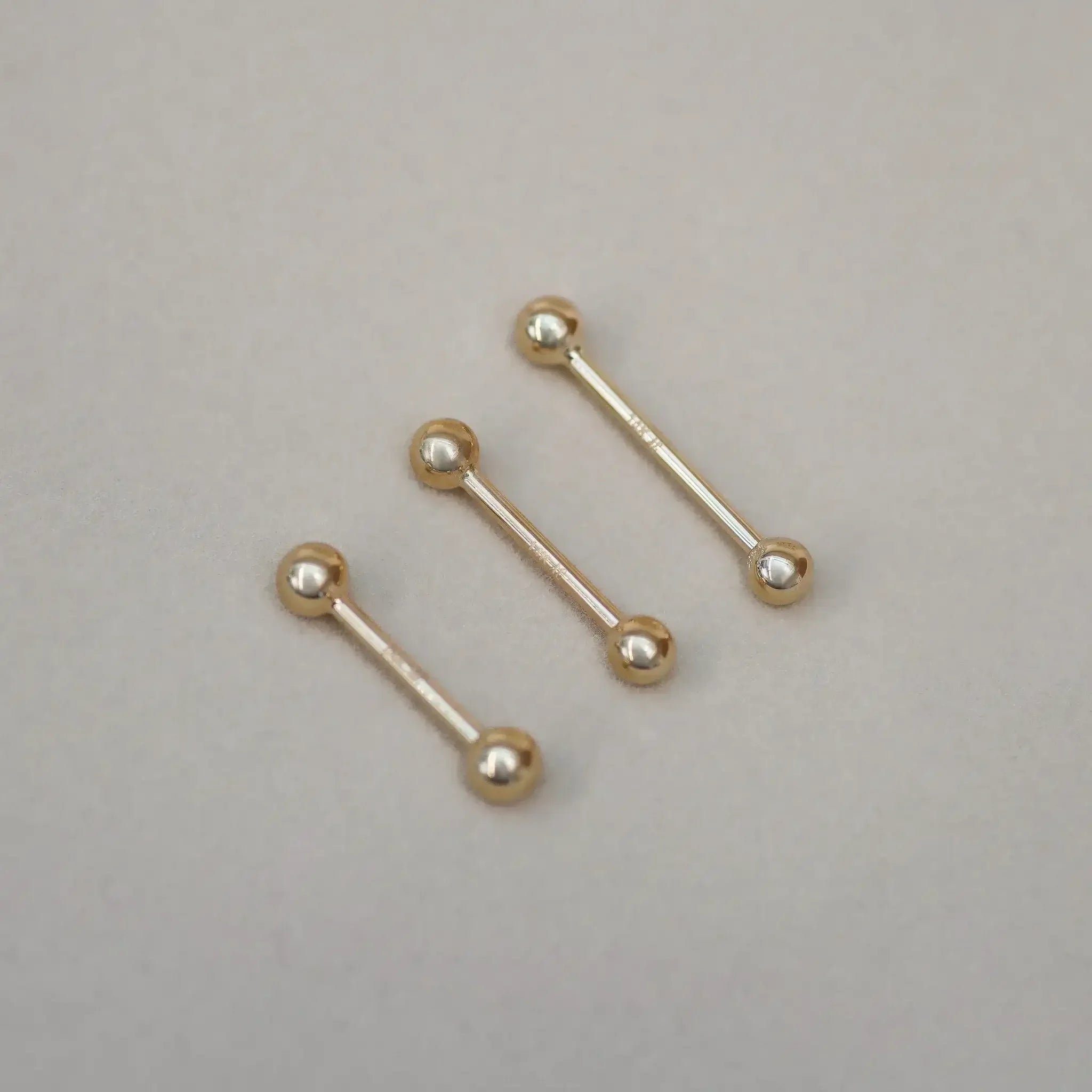 14K Solid Gold Plain Ball Thick Straight Barbell – Anygolds