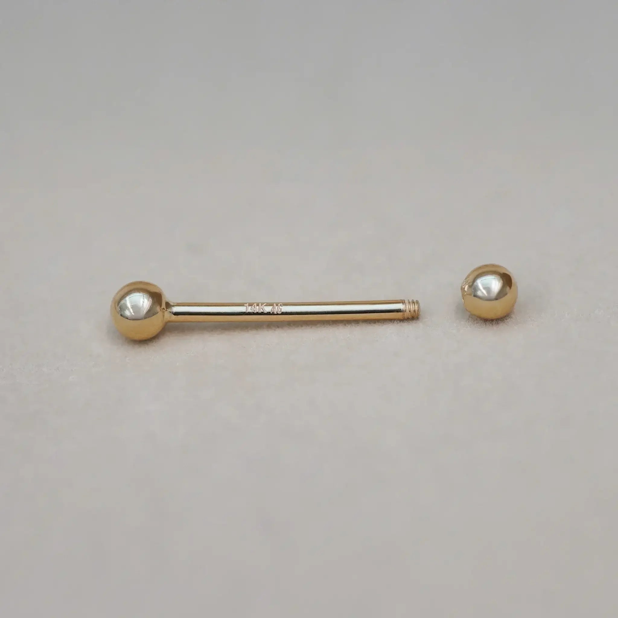 14K Solid Gold Plain Ball Thick Straight Barbell – Anygolds