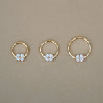 14K Solid Gold Clover Flower Clicker Hoop – Anygolds