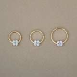 14K Solid Gold Clover Flower Clicker Hoop – Anygolds