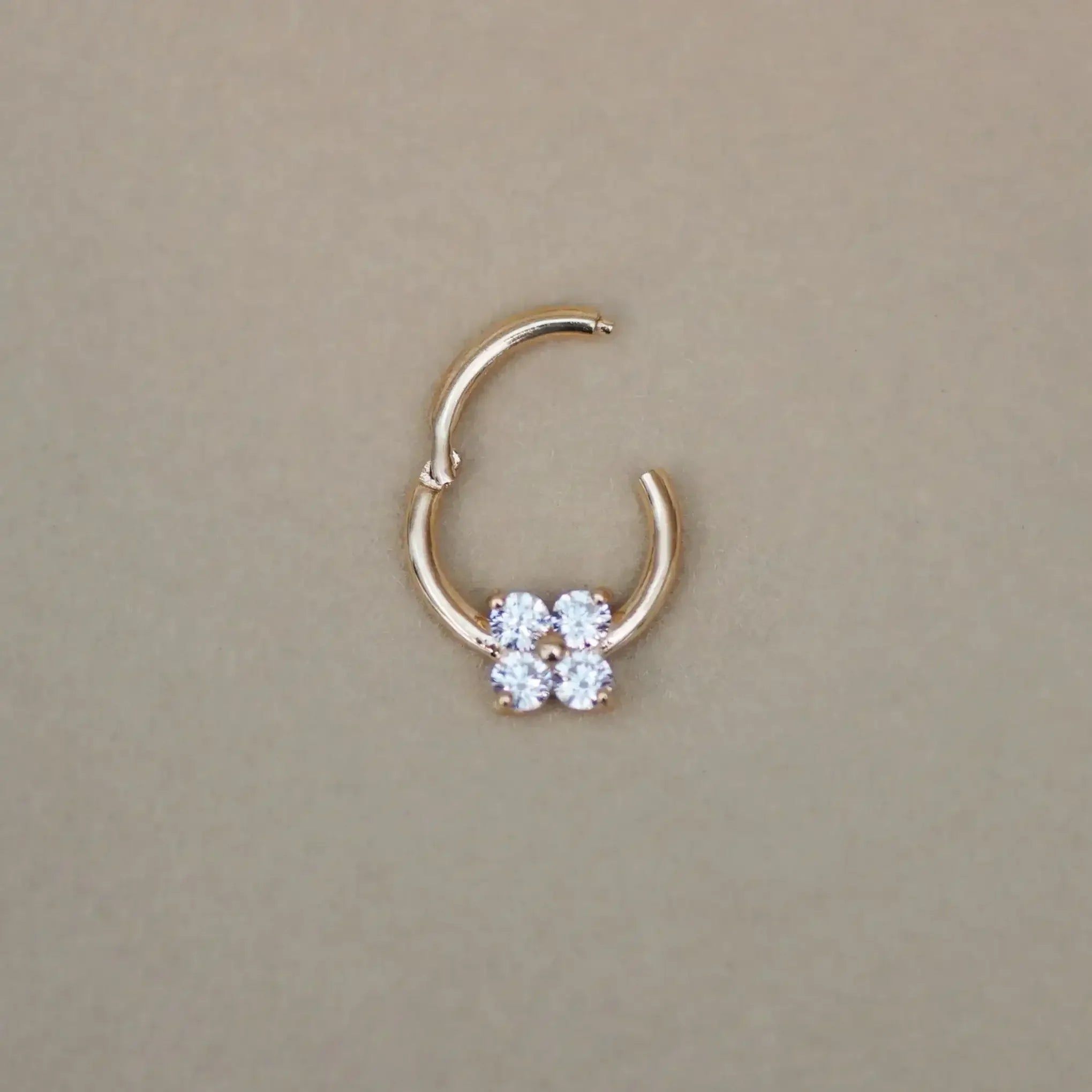 14K Solid Gold Clover Flower Clicker Hoop – Anygolds