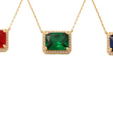 14K Solid Gold Color Stone Square Necklace – Anygolds