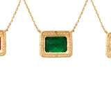 14K Solid Gold Color Stone Square Necklace – Anygolds