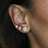 14K Solid Gold Diamond Micro-pavé Round Stud Earrings – Anygolds