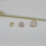 14K Solid Gold Diamond Micro-pavé Round Stud Earrings – Anygolds