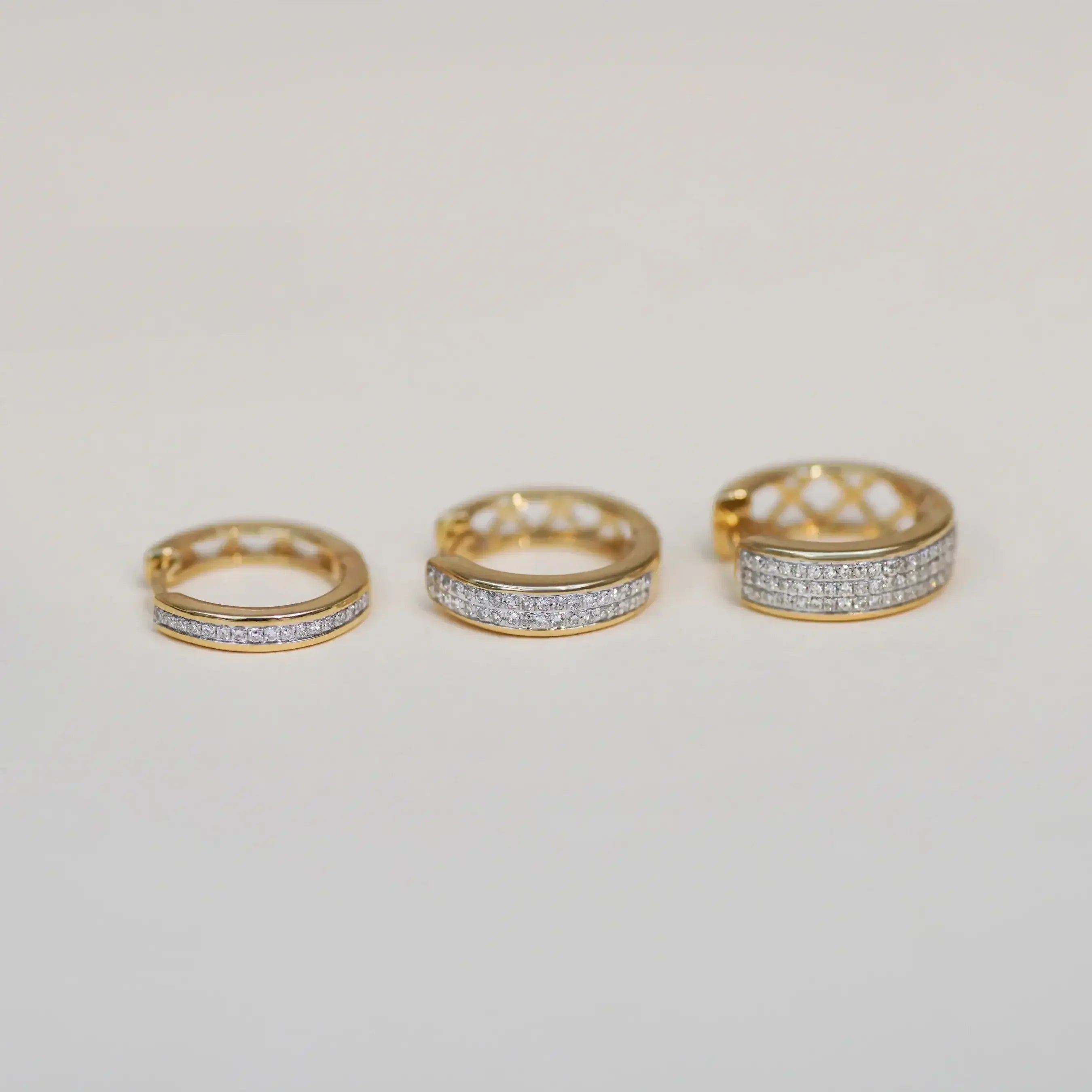14K Solid Gold Multiple-Row Diamond Hoop Earrings – Anygolds