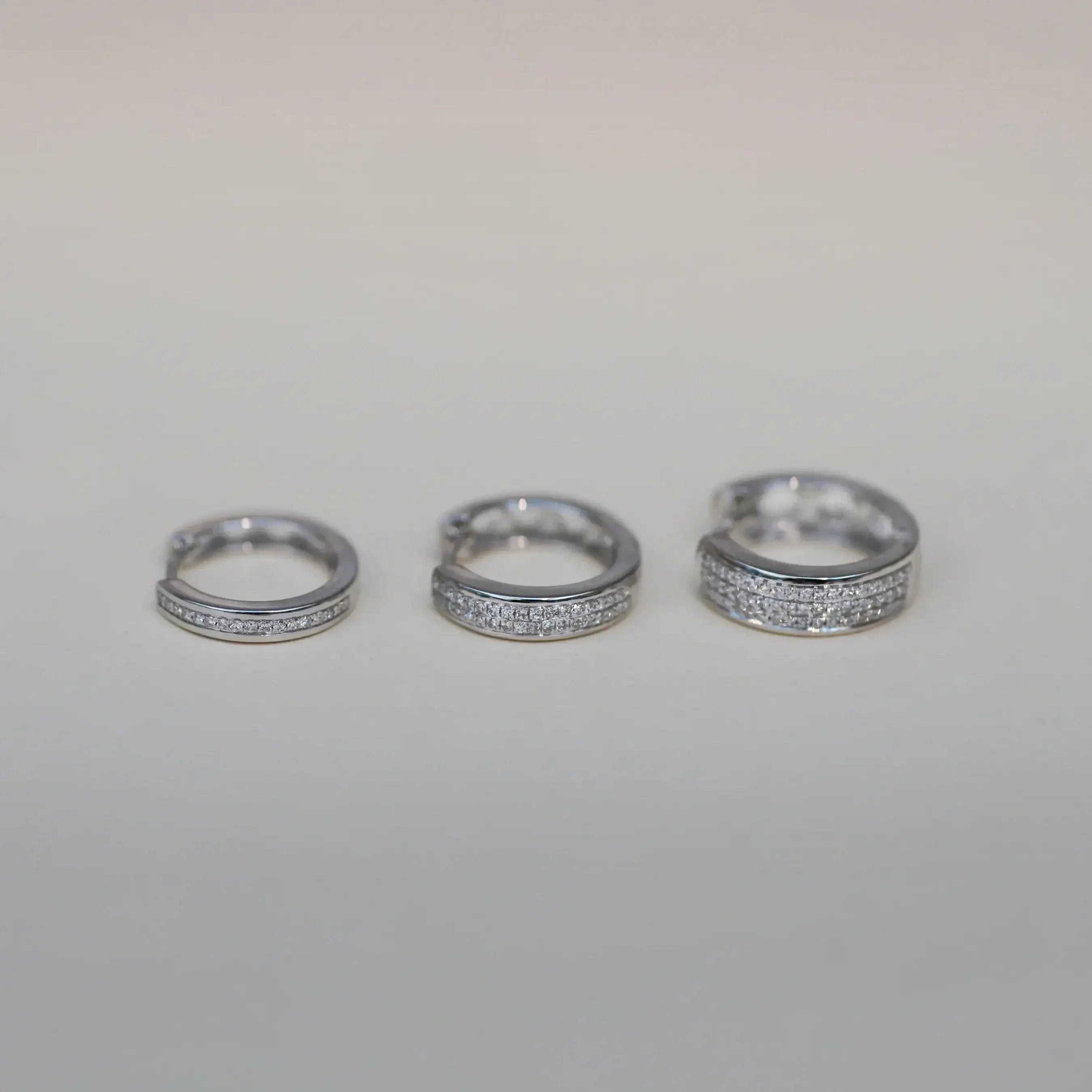 14K Solid Gold Multiple-Row Diamond Hoop Earrings – Anygolds