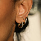 14K Solid Gold Multiple-Row Diamond Hoop Earrings – Anygolds
