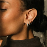 14K Solid Gold Multiple-Row Diamond Hoop Earrings – Anygolds