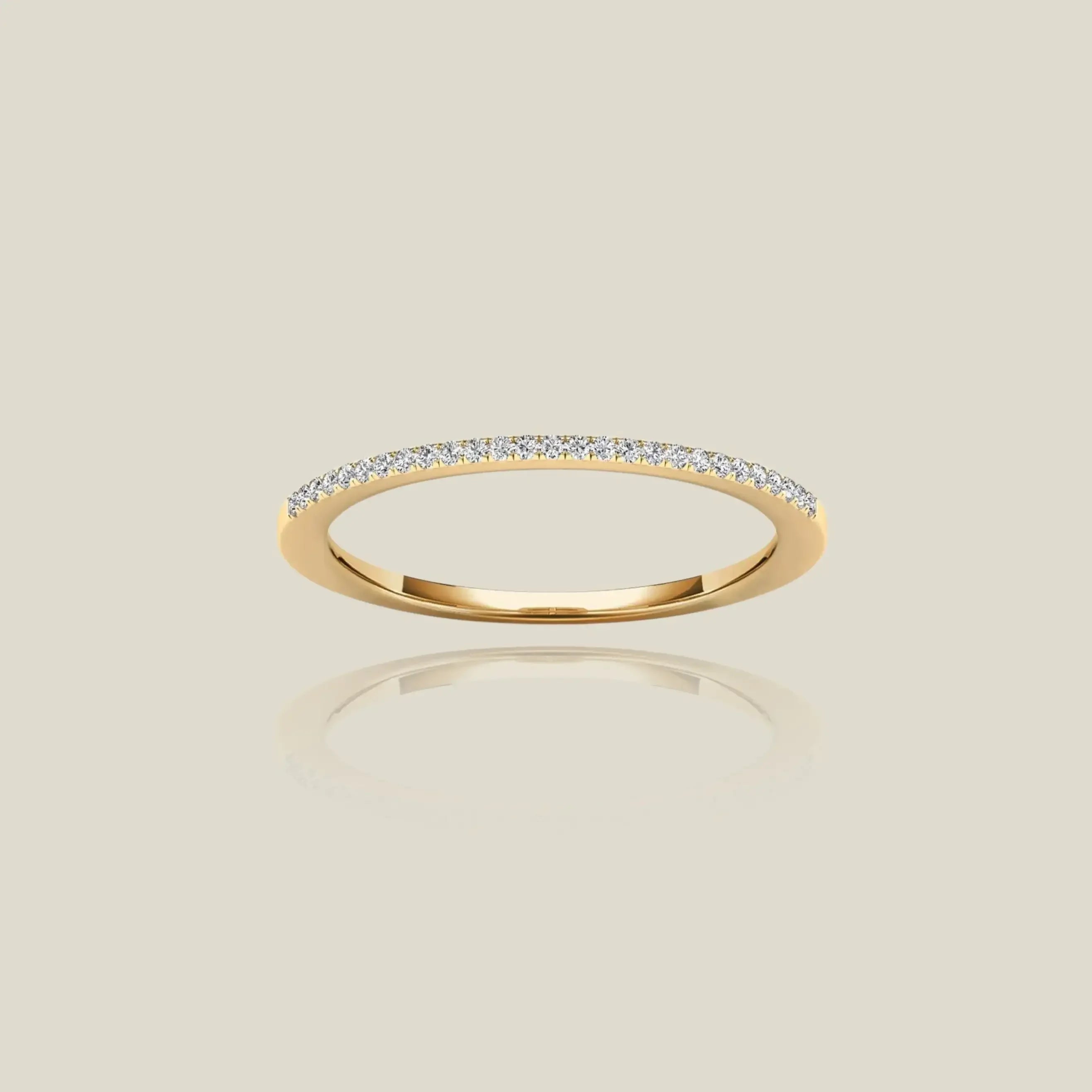 14K Solid Gold Pavé Diamond Stacking Ring – Anygolds
