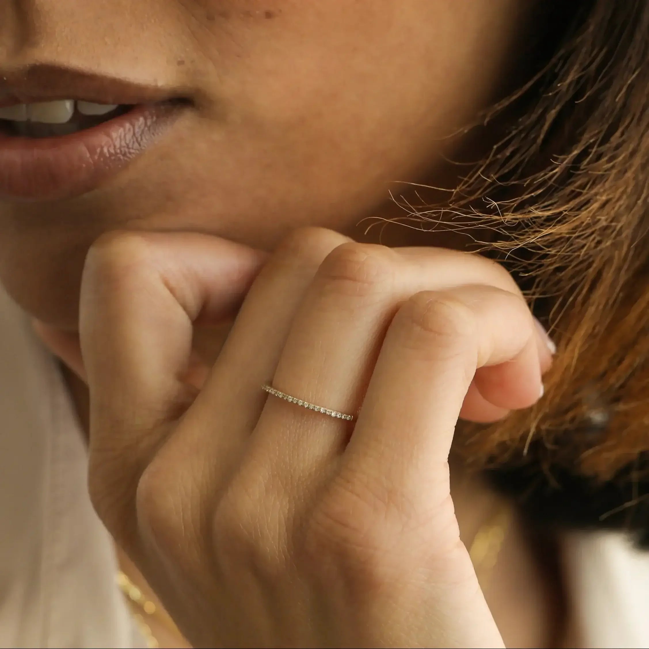14K Solid Gold Pavé Diamond Stacking Ring – Anygolds