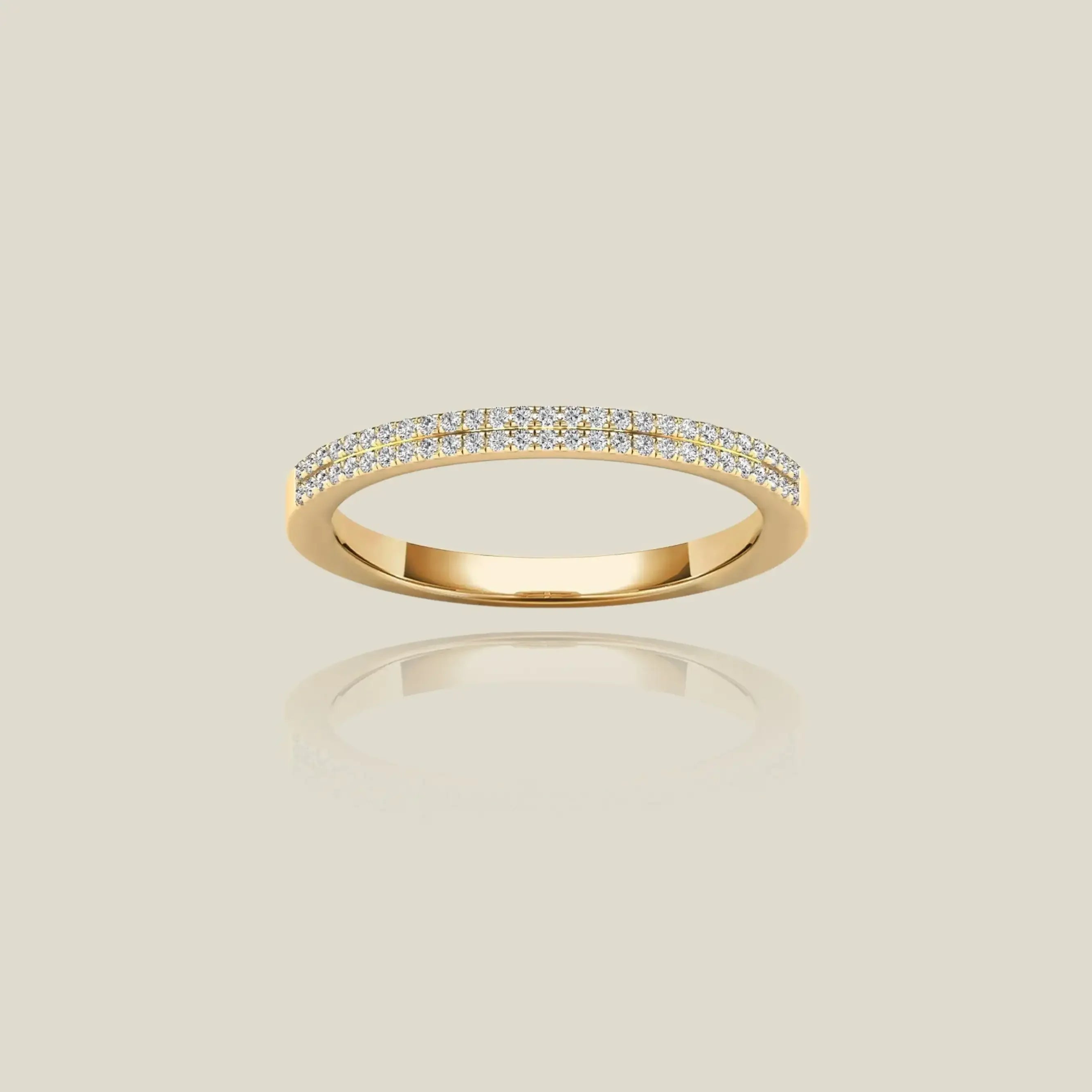 14K Solid Gold Double Row Pavé Diamond Ring – Anygolds