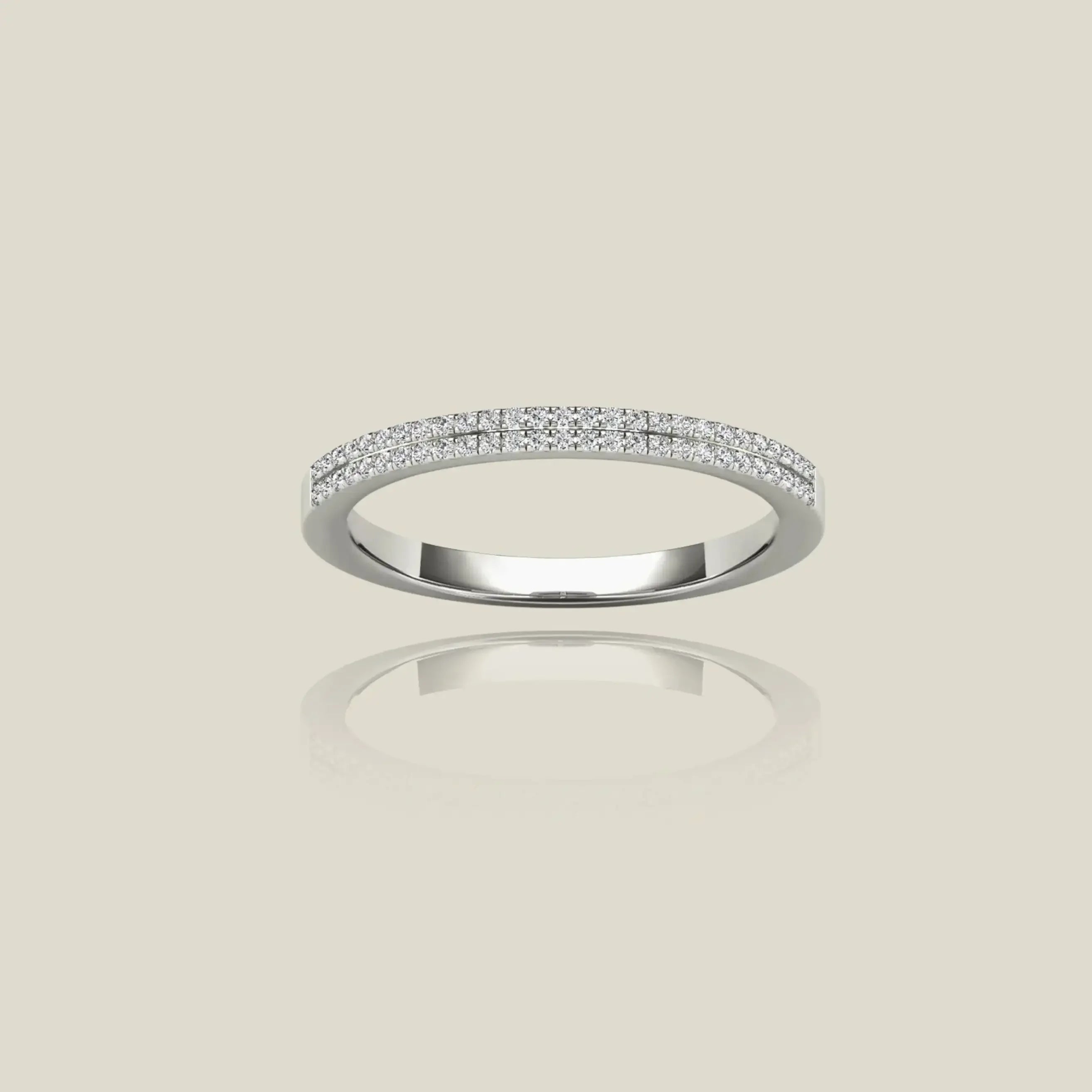14K Solid Gold Double Row Pavé Diamond Ring – Anygolds