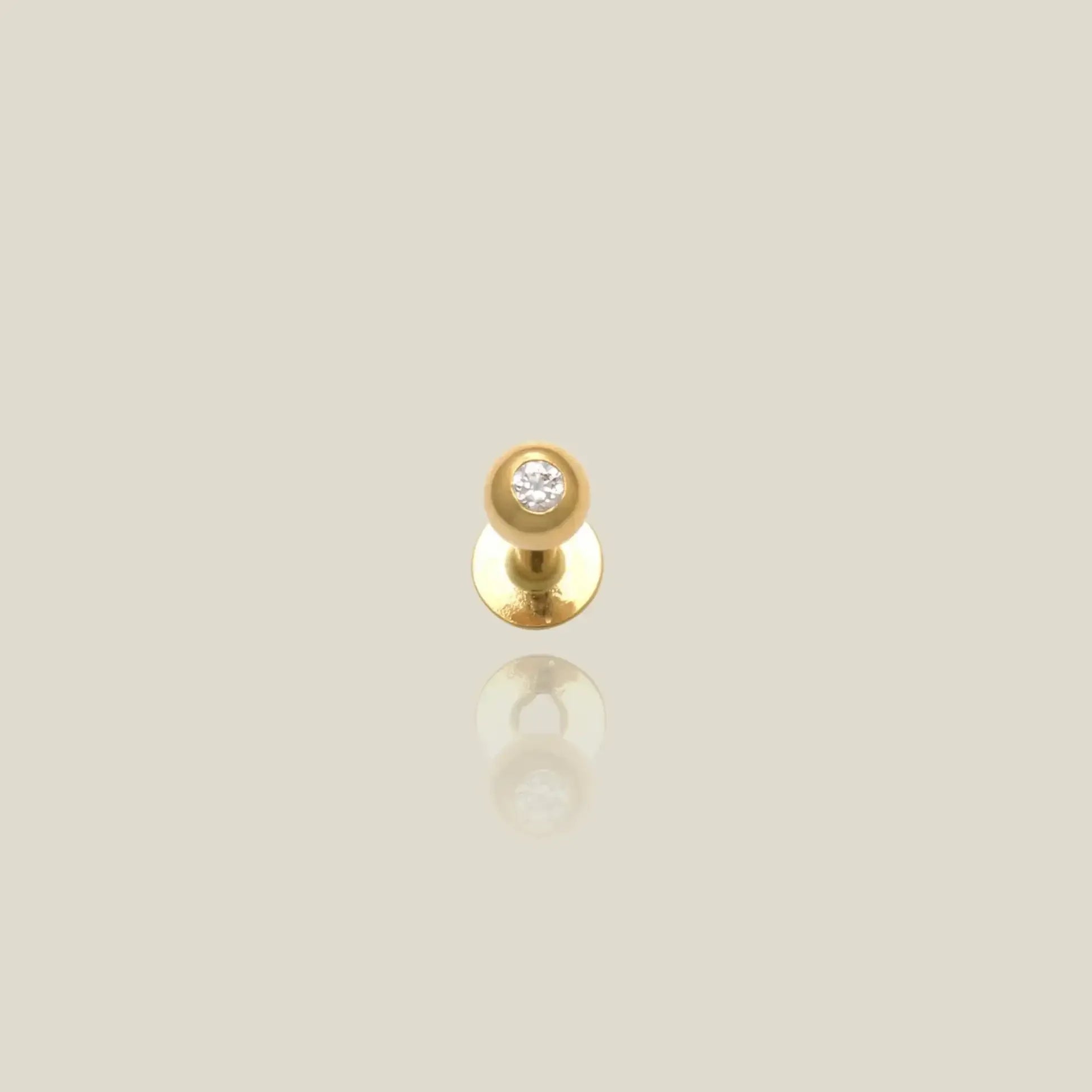 14K Solid Gold CZ Ball Labret Stud – Anygolds